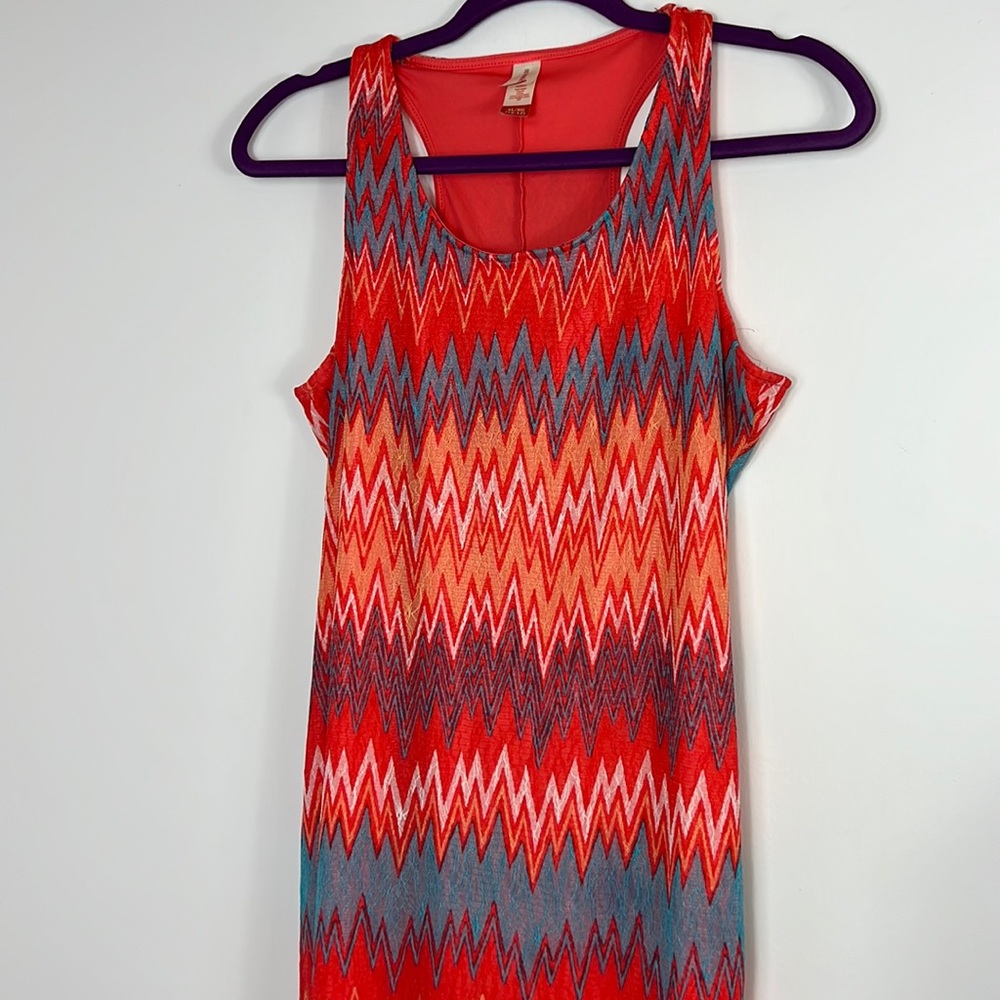 Coral Teal Maxi Dress Racerback Size XL